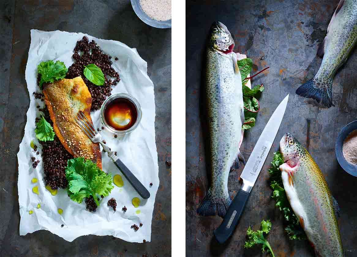 Schwarze Linsen mit Fischfilet 